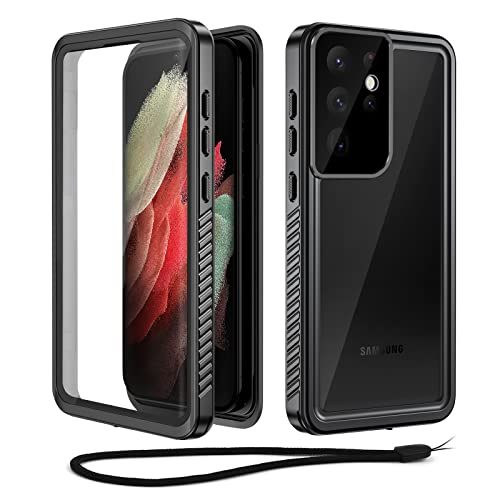 Beeasy Kompatibel mit Samsung Galaxy S21 Ultra Hülle, IP68 wasserdichte Outdoor Handyhülle, 360 Grad Schutzhülle mit Displayschutz, Staubdicht Sturzfest Stoßfest Bumper Cover Case, Schwarz