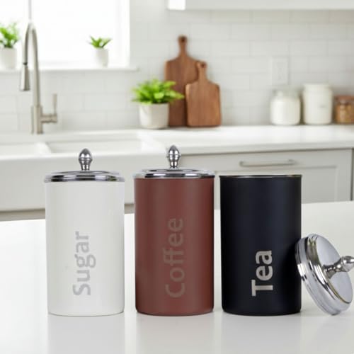 Image of PDDFALCON Stainless Steel Utsaav Jar Gifting Set | Set of 3 Multipurpose Kitchen Canisters for Tea, Coffee & Sugar (750 ml Each) | BIS Certified & Proudly Made in India