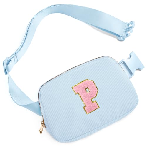 Image of Gitus Birthday Gifts for 10 11 12 13 14 15 16 Year Old Girls Personalized Gifts for Women Initial Fanny Pack Crossbody Bag Belt Bag Cute Preppy Stuff for Teen Girls Teenage Girl Gifts (Icing Blue-P)