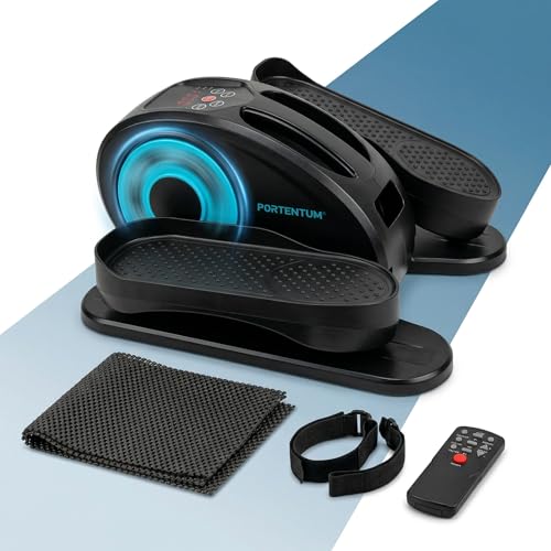 PORTENTUM Mini eliptica electrica con Esterilla y cinchas – Nuevo tamaño 2026   Pedales estaticos Personas Mayores automático y Manual con 12 velocidades – Pedaleador electrico Motor silencioso
