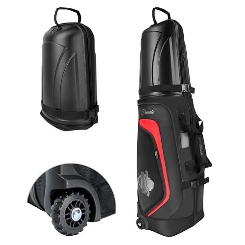 Golf Travel Bags for Airlines with Wheels, Hard Case Top, 1680D Ballistic Nylon, and Tank Wheels - TSA Lock and Dust Bag Included - Light & Easy to Maneuver Waterproof Golf Club Protection