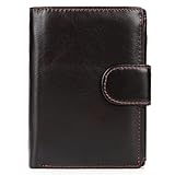 [Angoda] 本革財布 小銭入れ カードケース レトロデザイン 大容量 外出 収納 ギフト (ダークブラウン)