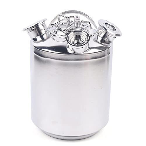 FUNYSF 10-Liter-Edelstahl-Bierzapfanlage 3-Kopf-Bierzapfanlagen-Reinigungsfass Bierreinigungsfass mit Deckel Reinigungsbehälter