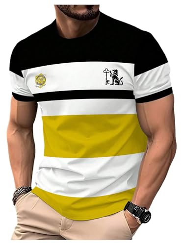 Image of RoseSeek Men's Color Block Short Sleeve Tee Shirts Casual Crewneck T Shirt Trendy Summer Tops