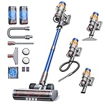 Fieety Cordless Vacuum Cleaner with 2 Batteries, 130Mins 600W 50KPa Stick Vacuum with Touch Screen Auto Mode, Self-Standing & Aroma, Wall-Charging, Lightweight Vacuums for Hard Floor Carpet Pet Hair