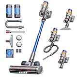 Fieety Akku Staubsauger mit 2 akkus, 130Min/50Kpa/600W Staubsauger Kabellos mit Aromatherapie, Automatikmodus, Wandmontierte Ladestation, 1.5M Schlauch für Hartböden Teppiche Tierhaare Auto