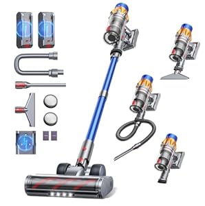 Fieety Akku Staubsauger mit 2 akkus, 130Min/50Kpa/600W Staubsauger Kabellos mit Aromatherapie, Automatikmodus, Wandmontierte Ladestation, 1.5M Schlauch für Hartböden Teppiche Tierhaare Auto