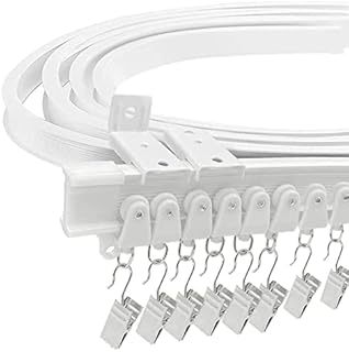 Bendable Ceiling Curtain Track for Bay Window, 16FT/approx 5m Flexible Curved Curtain Rail Ceiling Wall Mount Heavy Duty Plastic Curtain Rails Track System for Bed Room Divider