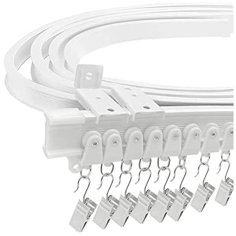 Bendable Ceiling Curtain Track for Bay Window, 16FT/approx 5m Flexible Curved Curtain Rail Ceiling Wall Mount Heavy Duty Plastic Curtain Rails Track System for Bed Room Divider Cover