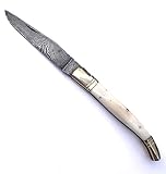 laguiole artisan 5162 White Horn Bone Camping Messer,Jagdmesser Damaststahl Messer, Fischmesser,Taschenmesser
