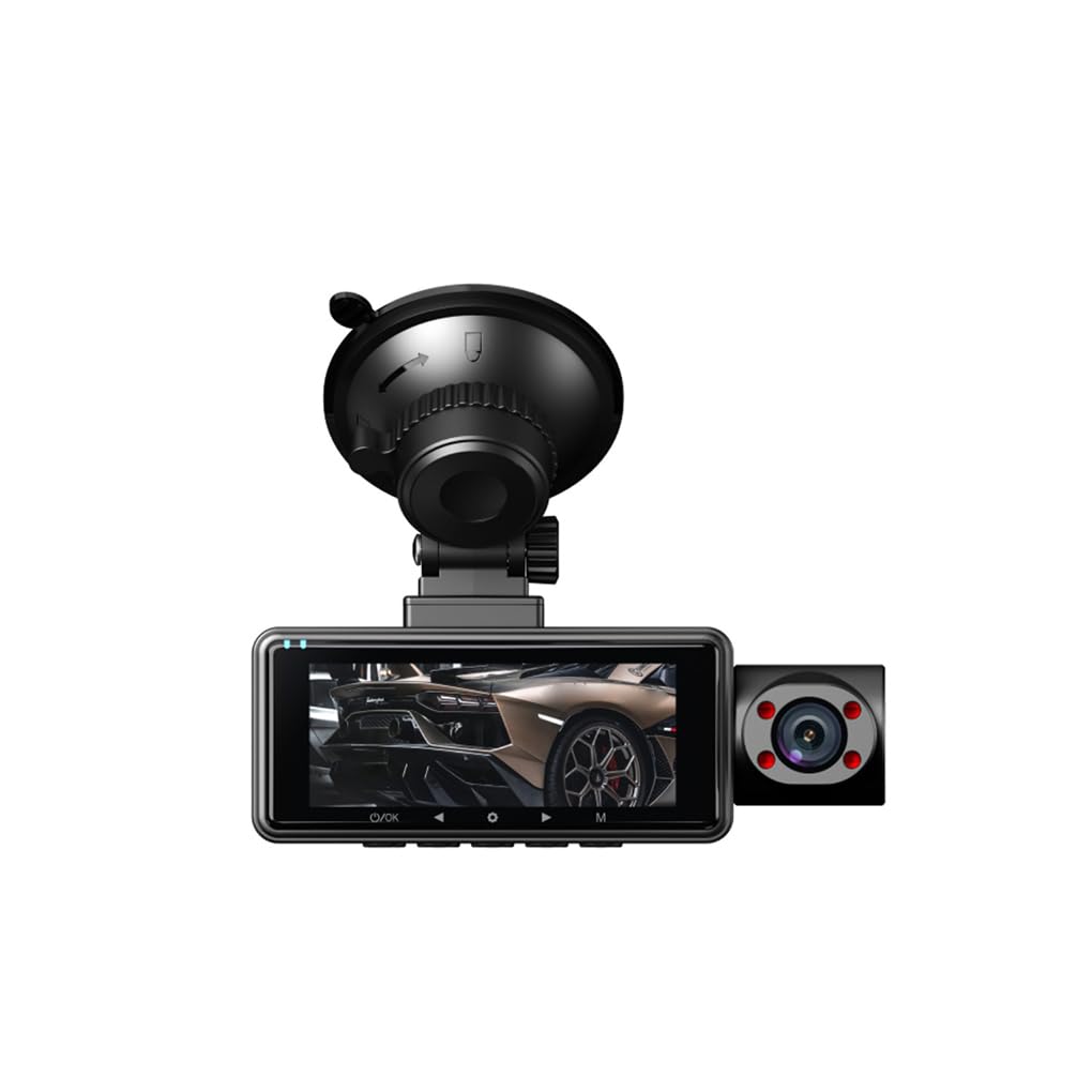 Telecamera da cruscotto a 3 Per canali dotata di registratore di | definizione 5K e funzionalità a infrarossi. Telecamera da cruscotto 1440P con anteriore e posteriore integrate.