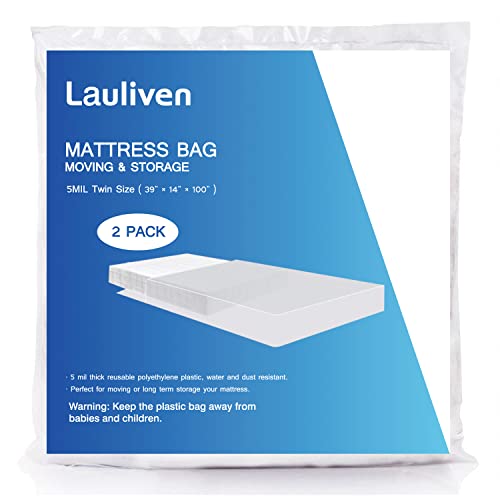2-Pack Mattress Bag For Moving - Twin Size Mattress Storage Bag - 5 Mil Heavy Duty - Extra Thick Mattress Cover Protection - 39 X 100 Inch #TOP11