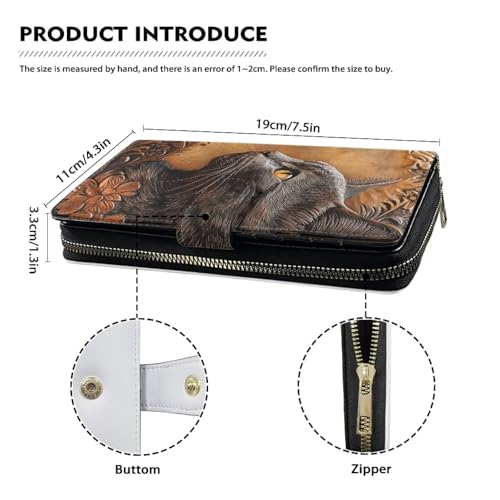 Image of COEQINE Ladies Wallets Pink Leopard Heart Black Printed Leather Phone Long Clutch Purses Check Coin Change Holder