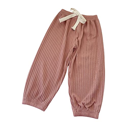 Toddler Boys Girls Solid Color Pants Drawstring Elastic Waist Casual Pants Loose Trousers for Kids 1~7 (Pink, 5-6 Years)