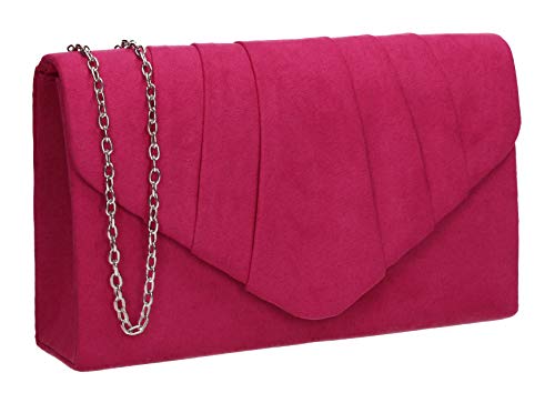 SwankySwans Pochette Iggy en velours pour femme - Rose - Rose fuchsia., Taille Unique