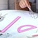Zonon 3 Pcs Plastic Ruler 6 Inch Protractor Drawing Compass Set, Student Geometry Math Transparent Measuring Tools for Home School Classroom Office Supplies(12 Inch,Pink)