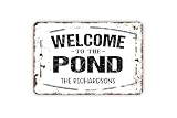 8' x 12' Personalized Welcome To The Pond Sign - Custom Family Name Metal Wall Art Indoor Or Outdoor