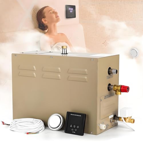 ByBoDi Dampfduschen-Generator-Set, Dampfbad-Generator für Zuhause, 35–55 °C, 30 Minuten bis 12 Stunden, mit automatischer Entleerung für Bad, Sauna, Spa und Badezimmer 3KW