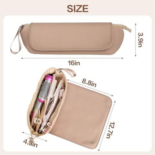 sweet lion Hair Tools Travel Bag and Heat Resistant Mat for Curling Iron,Flat Irons,and Hair Accessories, Large Waterproof Portable Hair Tools Bag with Storage Pockets and Handle