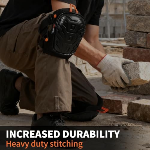 Image of GRENPRO Heavy Duty Work Knee Pads, Quick Release Buckle for Construction | Hard anti-collision outer shell; soft gel & foam cushion; breathable mesh; ideal for gardening , tiling & flooring