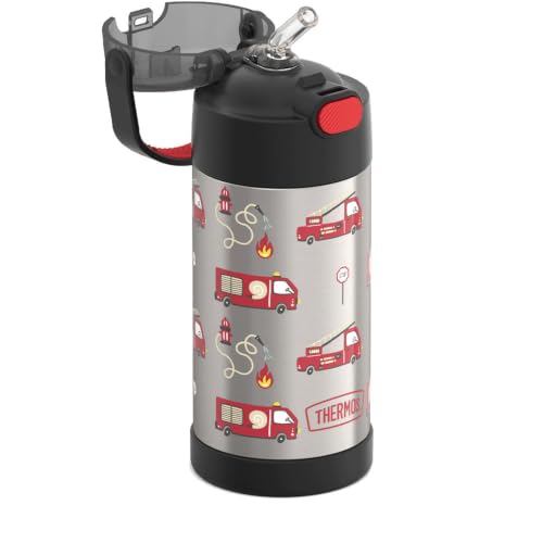Image of THERMOS FUNTAINER Water Bottle with Straw, 12oz, Firetruck