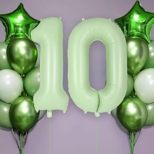 Image of Solid Green 0 / Zero Number Foil Balloons 32 inch Birthday Party Decoration Helium Supported