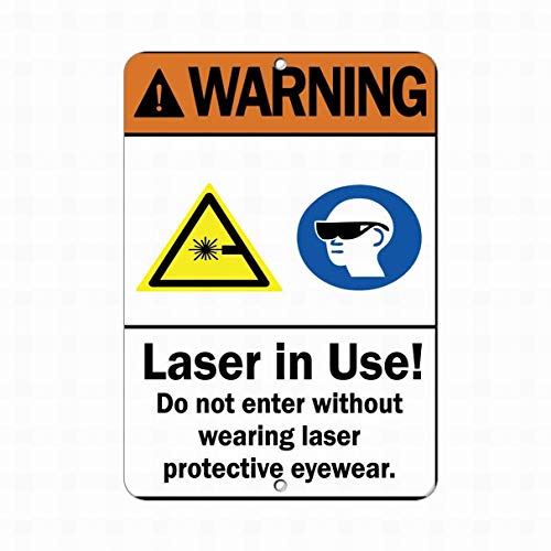 Crysss Safety Sign 8x12 Danger Sign Warning Laser in Use! Wear Protective Eyewear Hazard Sign Warning Caution Signs Metal Outdoor Street Road Decor