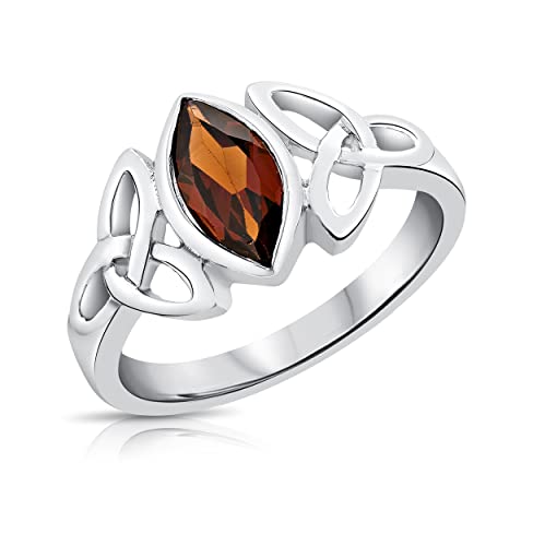 Bague argent 925 noeud de la Trinité grenat cadeau celtique