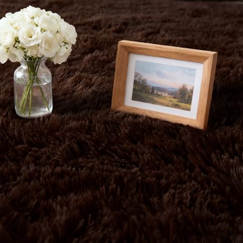Tapis de salon shaggy élégant brun au fini ultra doux de luxe - 8
