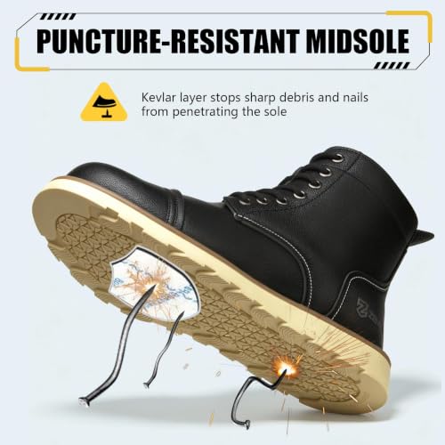 Image of Steel Toe Boots for Men, Slip Resistant for Construction Work