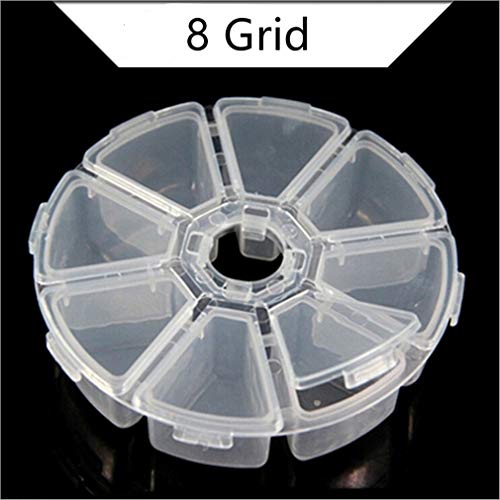 Image of 8 Girds Round Clear Plastic Storage Box, Jewelry and Crafts Organizer Container(2 Pack)
