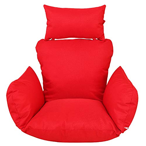 QJIAXING Swing Cushion for Hanging Basket Red Washable Thick Heightening Breathable Linen Comfort Hanging Egg Hammock Chair Cushions