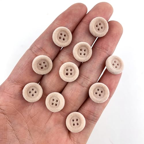 Heyiwell 10PC 12mm Round Khaki Velvet Sewing Buttons 4 Holes