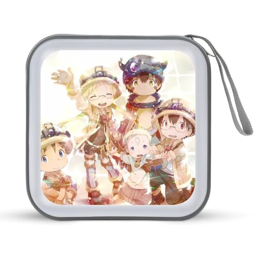 メイドインアビス CDケース プラケース DVD収納ケース CD収納ボックス ディスクケース 防水 メディアケース 大容量 40枚収納 小型 持ち運び便利 薄型 ファスナー付 旅行