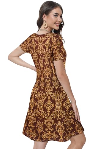Image of Summer Dresses for Women Casual Tshirt Short Sleeve Floral Sundress Beach Cover Ups with Pockets 2026