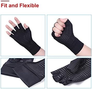 AovYoo 2 Pairs Copper Arthritis Compression Gloves Raynauds Gloves Rheumatoid Osteoarthritis Wrist Supports -Hand Pain Relief (M)