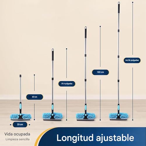 Plumero extensible con cepillo de microfibra reutilizable para muebles y techos 6