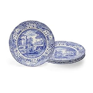 Spode Blue Italian Luncheon Plates | Set of 4 | 9-Inch | Made of Earthenware | Dinner, Salad, and Appetizer Plate | Serving Plate | Dishwasher Safe | Made in England