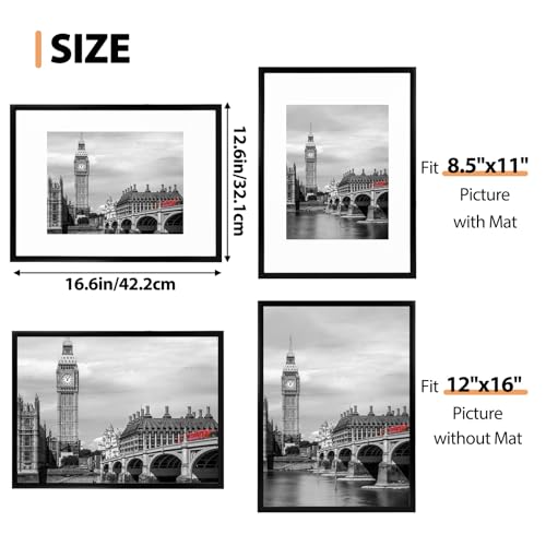 Image of Fixwal Diamond Art Frames 12x16 Picture Frame Set of 6 with Shatter Resistant Plastic Cover, Thin Border Light Weight Poster Frames for Wall Gallery Display Diamond Art Painting, Black