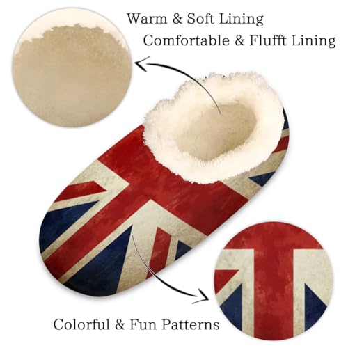 Britain Flag House Slippers for Women Men, British Flag Fuzzy Soft Cozy Non Slip Slipper Socks2