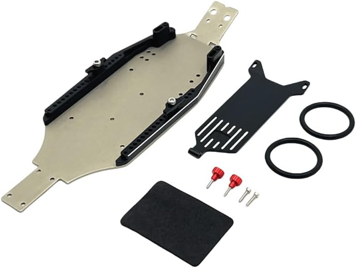 Upgraded 6061 Aluminum Chassis for LOSI Micro-B & WLtoys 244016 1/24 RC Car, Metal Frame Replacement Parts for Enhanced Durability and Performance. (Black)