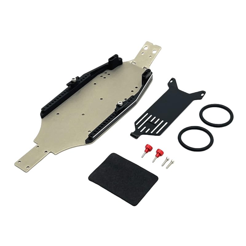 EONSMN Upgraded 6061 Aluminum Chassis for LOSI Micro-B & WLtoys 244016 1/24 RC Car, Metal Frame Replacement Parts for Enhanced Durability and Performance. (Black)
