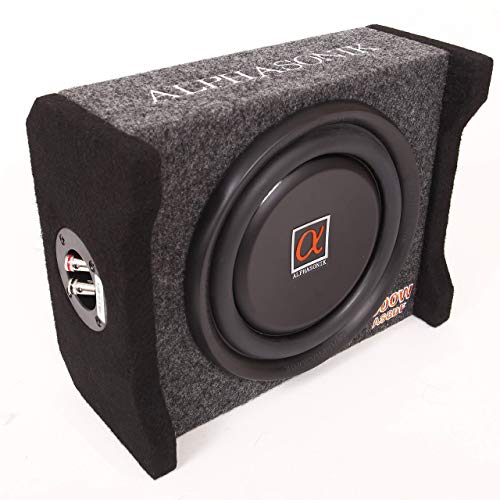 Alphasonik AS8DF 8 inch 600 Watts 4-Ohm Down Fire Shallow Mount Flat Enclosed Sub woofer for Tight Spaces in Cars and Trucks, Slim Thin Loaded Subwoofer Air Tight Sealed Bass Enclosure (Renewed)