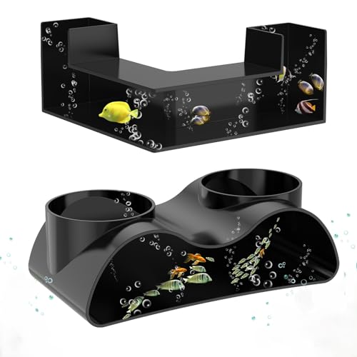 TNTGMG Fischtunnel, 2 Größen Aquarium Unterirdische Tunnel Fischhöhlen, 17,6/12,5 cm Kunststoff Garnelen verstecken Aquarium Tunnel mit 2 Eingängen, Höhle Versteck 360° Viewing