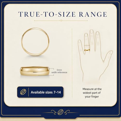 Image of Oxford Ivy Wedding Bands for Men 14K /10K Solid Gold 5mm Plain Classic Ring