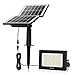CLY Foco solar para exteriores 10W 1000LM con sensor de movimiento, reflector LED impermeable IP66 con 2 paneles solares ajustables para pasillo, patio, jardín