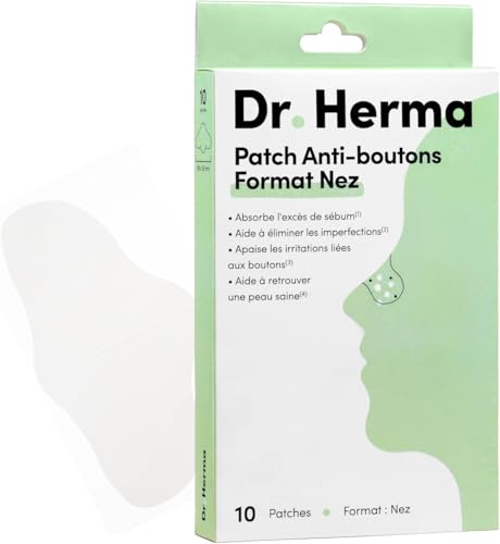 Dr. Herma - Patch Anti Bouton - Adapté au Nez - Résultats en 6 à 8h - Testé sous contrôle dermatologique - Acide Salicylique, Hydrocolloïdes, Huile d'Arbre à Thé - Boîte de 10 patchs