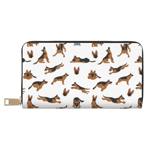 Travel Wallet Womens - German Shepherd Dog Cheerful Zipper Wallets for Women, Cute Wallets for Women