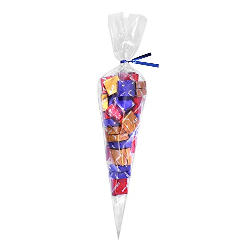 200 Clear Cone Shaped Treat Bags With Twist Ties 4'' - 1.4 Mils Thick Opp Plastic Cello Bags Triangle For Favor Christmas Candy Popcorn #TOP1
