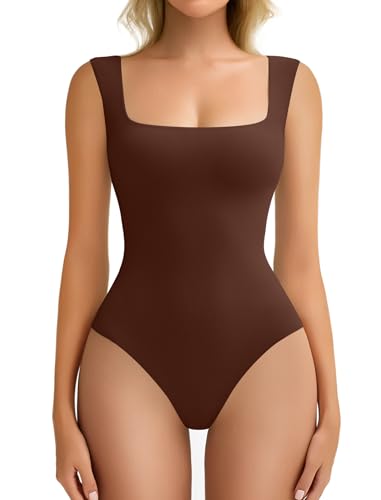 Image of Avidlove Bodysuits for Women Square Neck Body Suit Double Lined Tank Top Bodysuit Soft